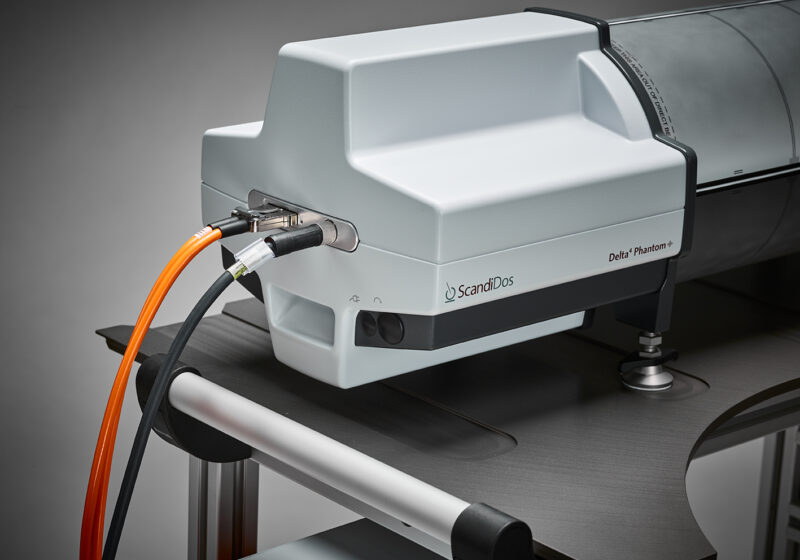 Close up of the Delta4 Phantom+ MR on trolley