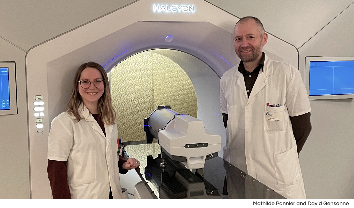 Rouen Mathilde Pannier and David Gensanne standing next to Delta4 Phantom+ and Varian Halcyon